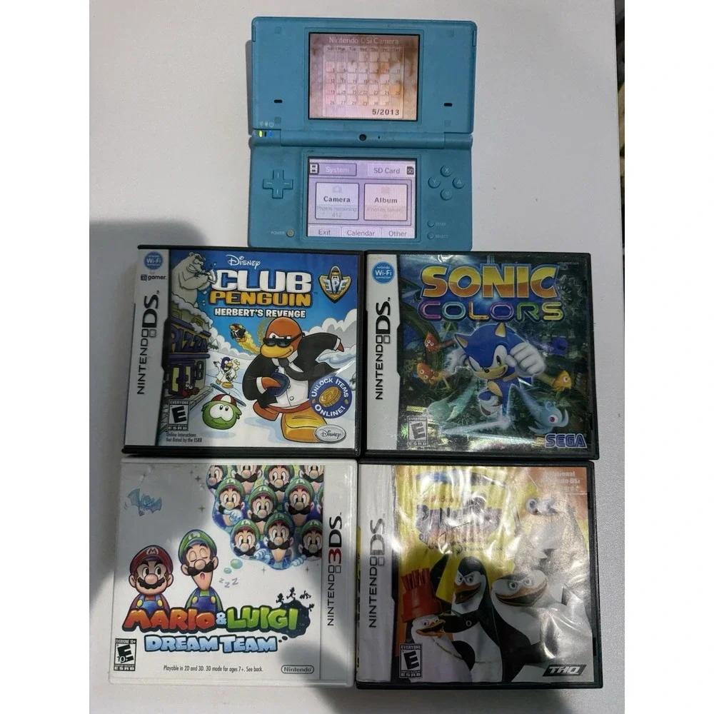 Nintendo DS Lite Console Blue & Lot Of‎ 4 Games Tested NO CHARGER